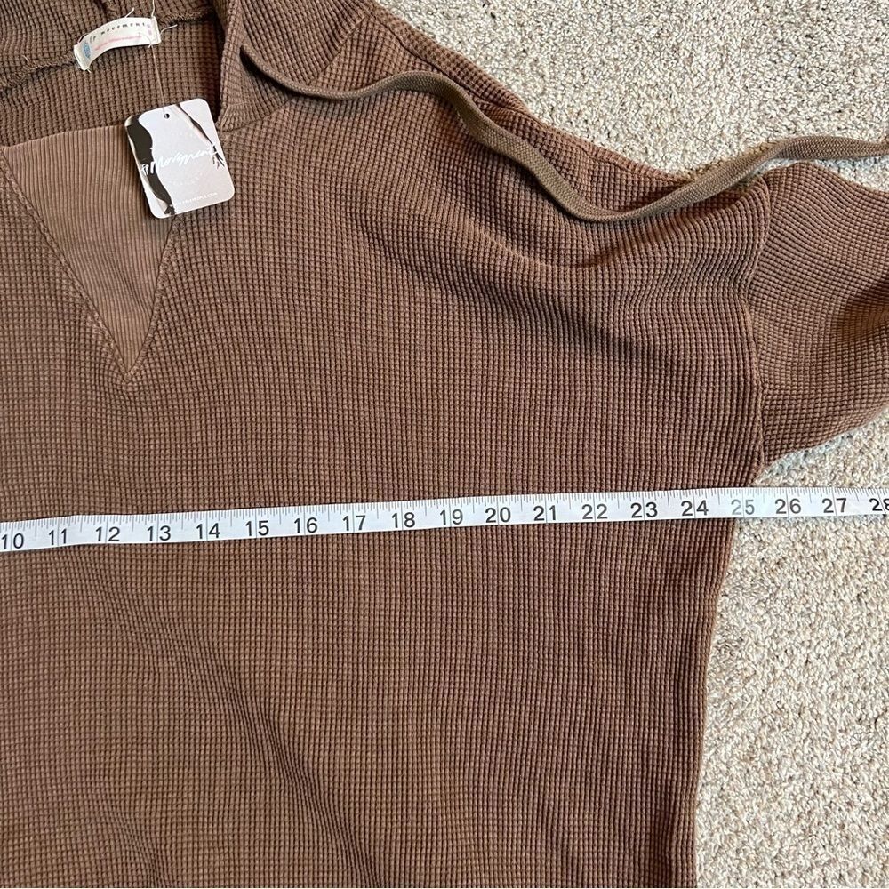 free people movement brown waffle knit thermal pullover hoodie size medium new - Picture 10 of 12